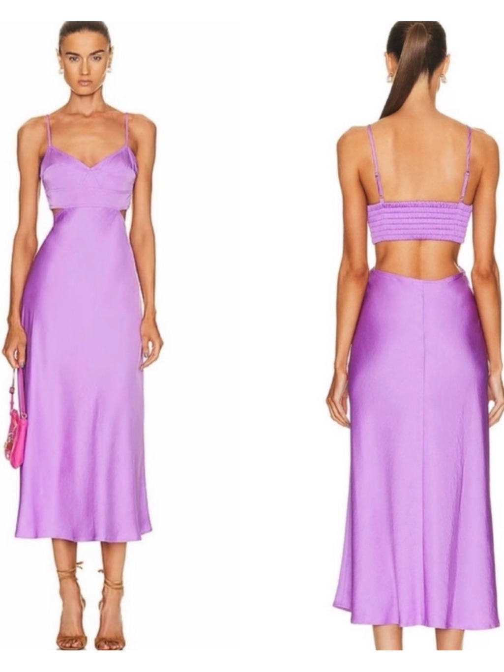 A.L.C Nwt Blakely Satin Side Cut-Out Open Back Dress In Amethyst Orchid Size 6